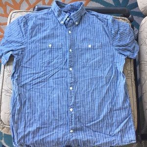 Denim style striped button down shirt